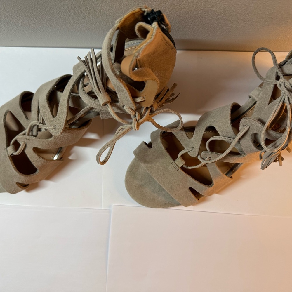 Elie Tahari Tan Lace Up Boots